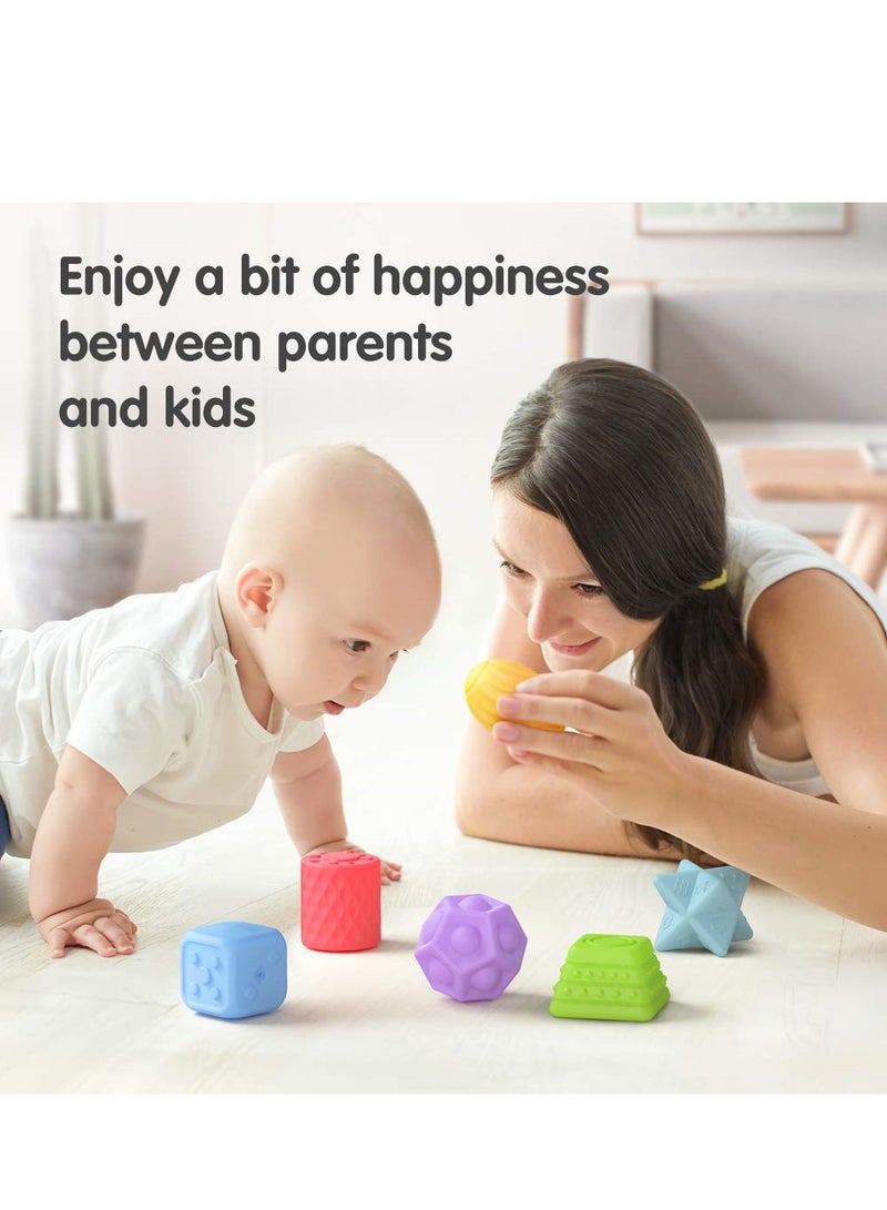 SYOSI Baby Sensory Ball Set, Soft Squeeze Massage Balls with Bright Color and Multi Shape, Montessori Toys, Bath Toys, Early Learning & Education Toys for Babies Toddlers 3-12 Months - Image 5