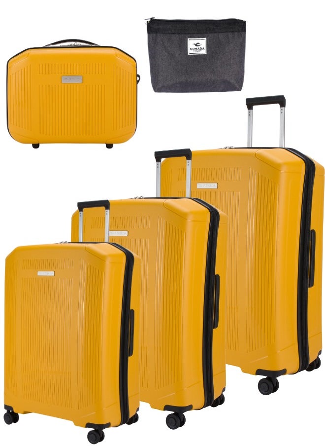 SONADA Sonada Unbreakable Luggage Unisex ,Double Zipper ,Expandable, TSA Lock With 4 Double Silent Wheels Set of 4( GOLD ORANGE)  - Image 1