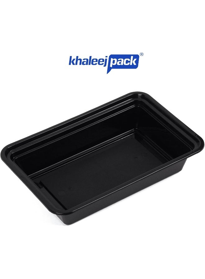 Khaleej Pack 32 oz-10 Pcs Black-Base clear Microwave container with lids - rectanglular  Disposable food storage container with lids - Image 2