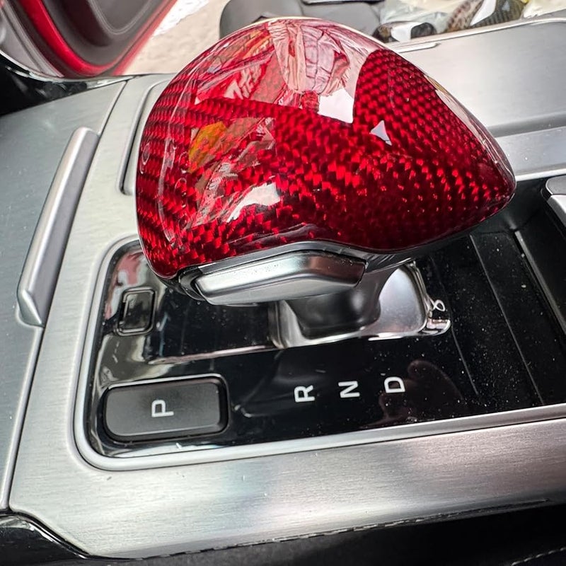 Red Real Carbon Fiber Gear Shift Knob Cover Compatible with 2017 2024 Kia Stinger - Image 4