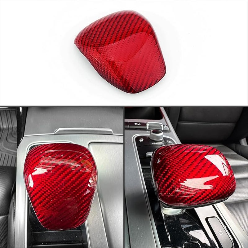 Red Real Carbon Fiber Gear Shift Knob Cover Compatible with 2017 2024 Kia Stinger - Image 2