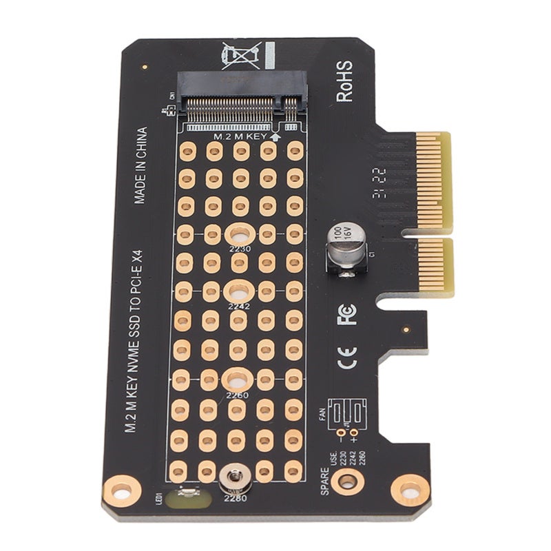 كارت رافع NVMe M.2 إلى PCIE3.0 بسرعة 32 جيجابت في الثانية، أسود بنصف ارتفاع، كارت توسعة PCIE X4 لنظام ويندوز ونظام OS X ولينكس. - Image 1