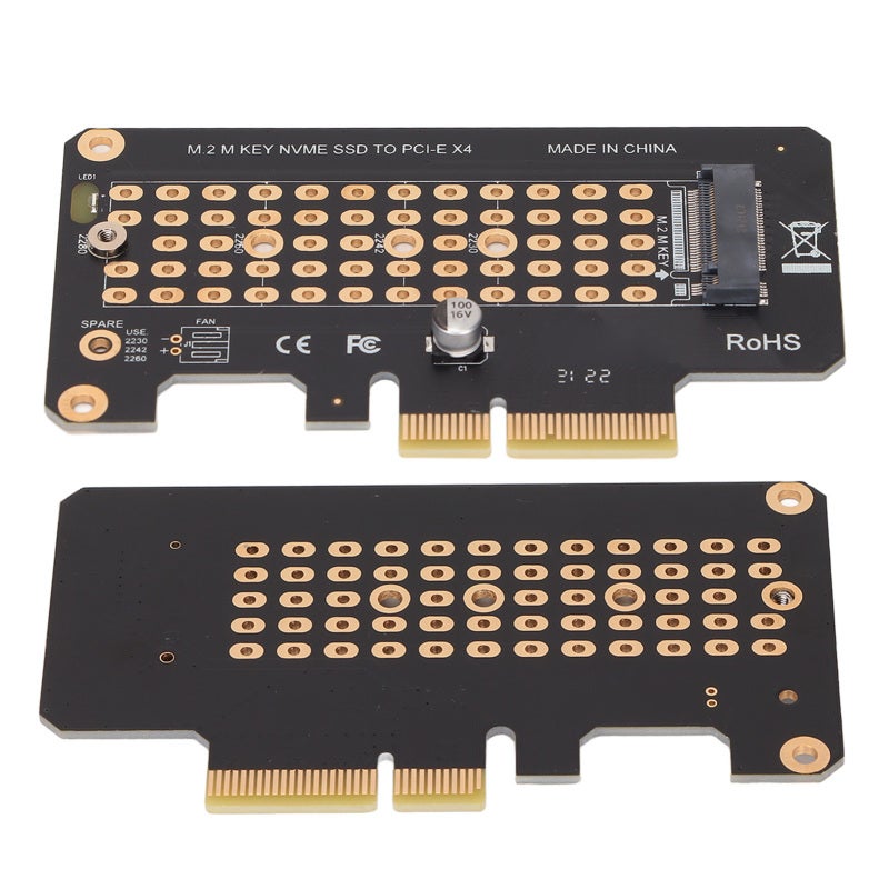 كارت رافع NVMe M.2 إلى PCIE3.0 بسرعة 32 جيجابت في الثانية، أسود بنصف ارتفاع، كارت توسعة PCIE X4 لنظام ويندوز ونظام OS X ولينكس. - Image 2