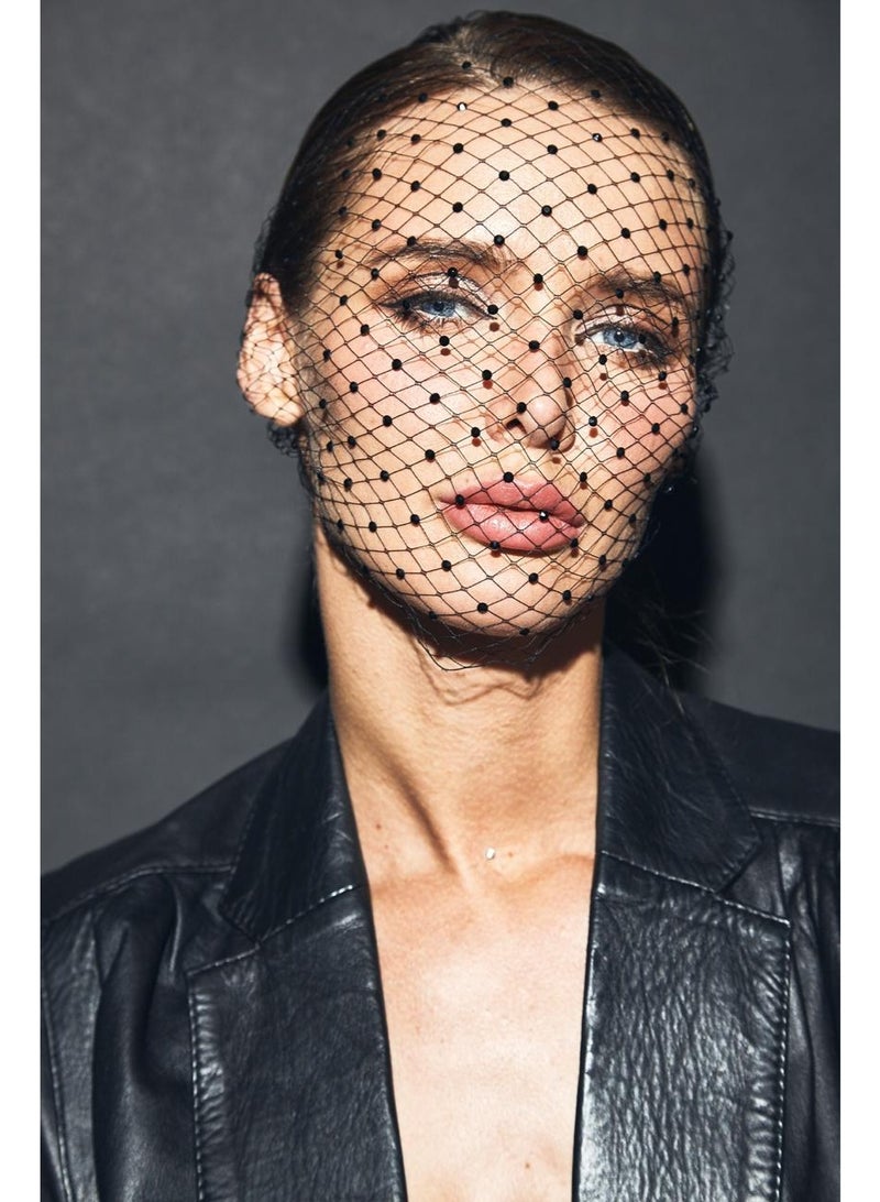 GetmanJewelry Getman Jewelry Womens Birdcage Face Mask, Black Mesh Veil with Crystals for Weddings, Evening Events, and Fashion Photoshoots - Image 1