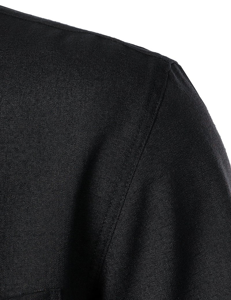 PARKLEES Mens Wrinkle Free Short Sleeve Button Down Shirts Texture Linen Shirts Casual Vacation Beach Summer Tops Black Small - Image 5