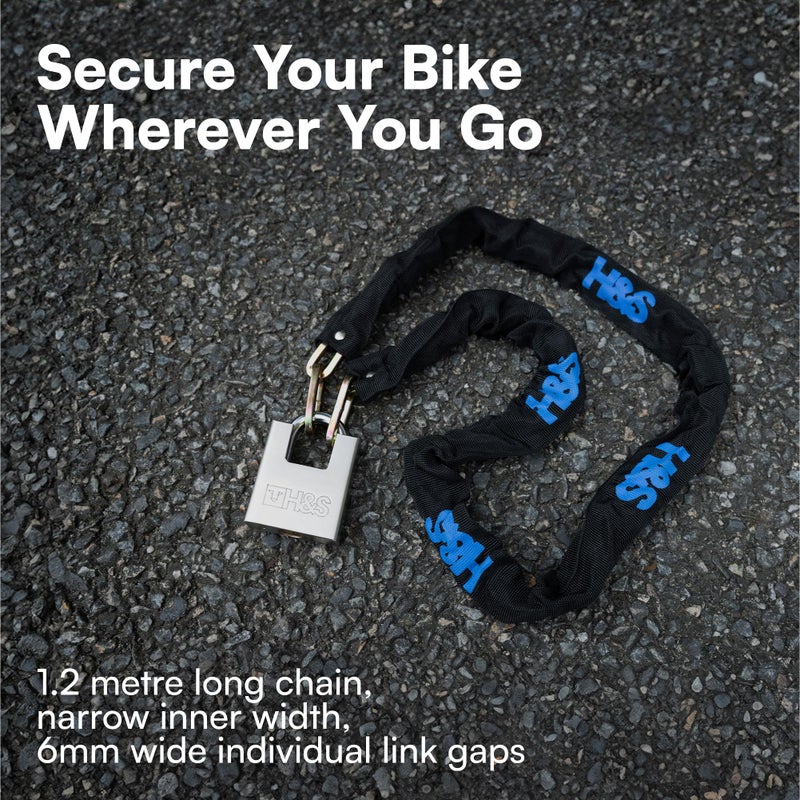 H&S Bike Chain Lock - High Security Electric Scooter Lock - 0.2" x 3.9 ft (6mm x 1.2m) - Bike Lock with Key - Motorbike, Motorcycle, Bicycle Lock - Bike Locks Heavy Duty Anti Theft - Image 3