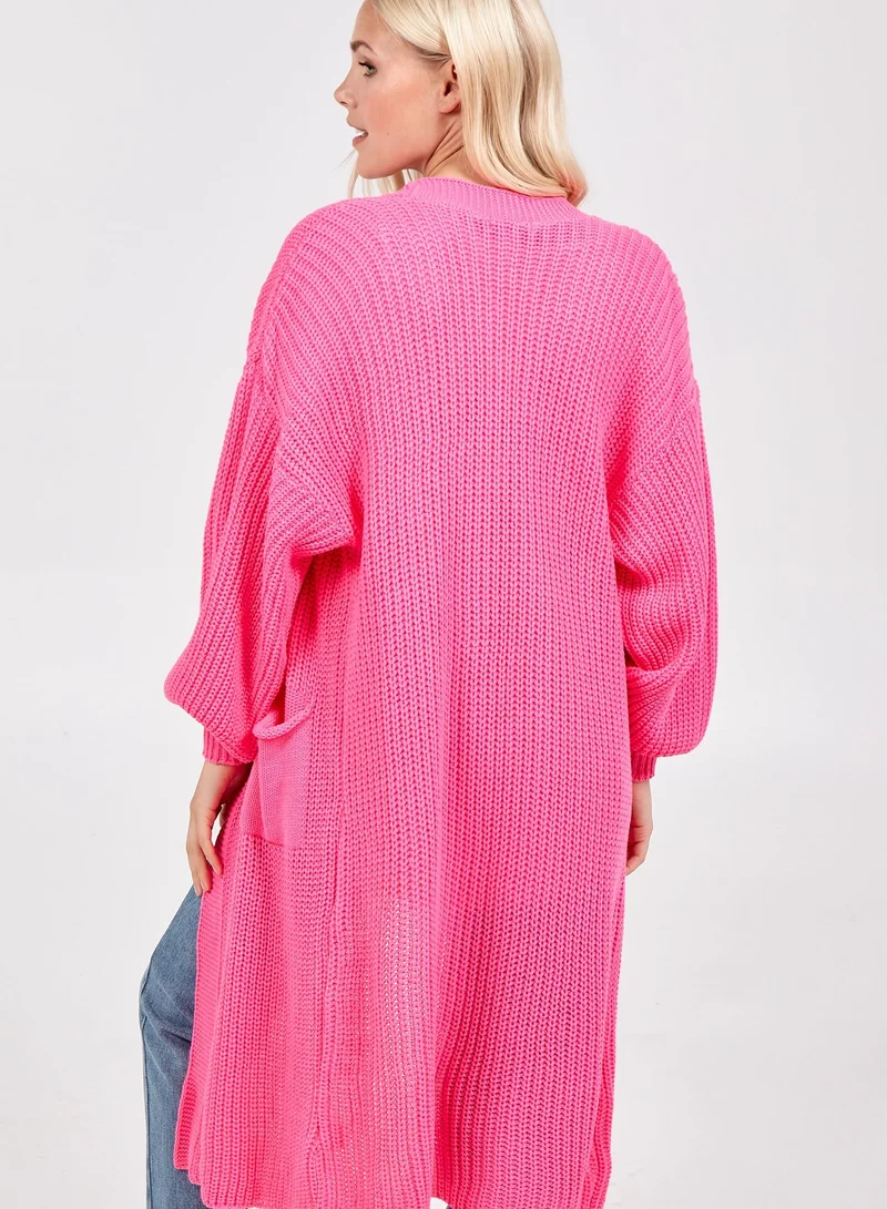 بلو فانيلا كارديجان طويل محبوك بجيبين