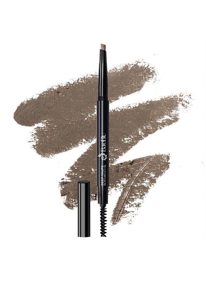 BaeBlu Cruelty Free Retractable Eyebrow Crayon, Vegan Non-Toxic Long Wear Brow Definer With Brush, Deep Taupe Pen
