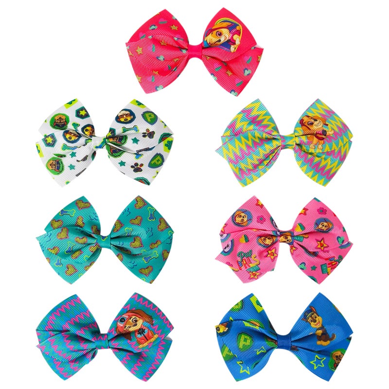 LUV HER Paw Patrol Alligator Hair Clips for Kids â€“ 7-Pack Non-Slip 4-Inch Hair Bows â€“ Girls Hair Accessories with Rescue Pup Prints â€“ Ages 3+ â€“ Non-Toxic Material - Image 2