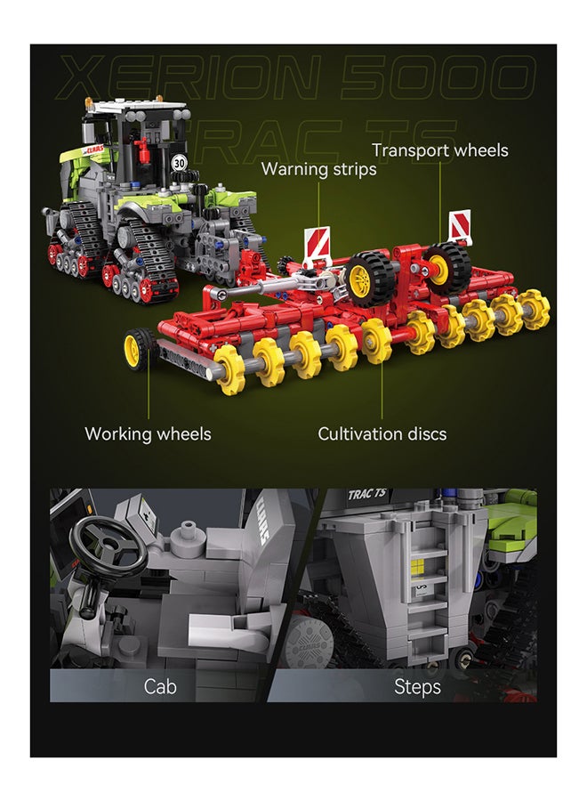 CaDA Car Toy Building Blocks Green CIAAS XERION 5000 Trac TS Officially licensed C65012W 1336pcs for +8 Years old - Image 4