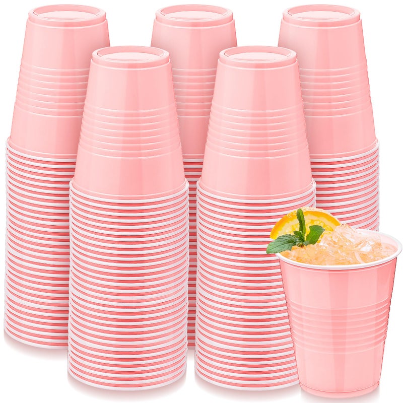 Kochorie أكواب بلاستيكية وردية disposable 100 حزمة سعة 12 أونصة لأحزاب الشرب - Image 1