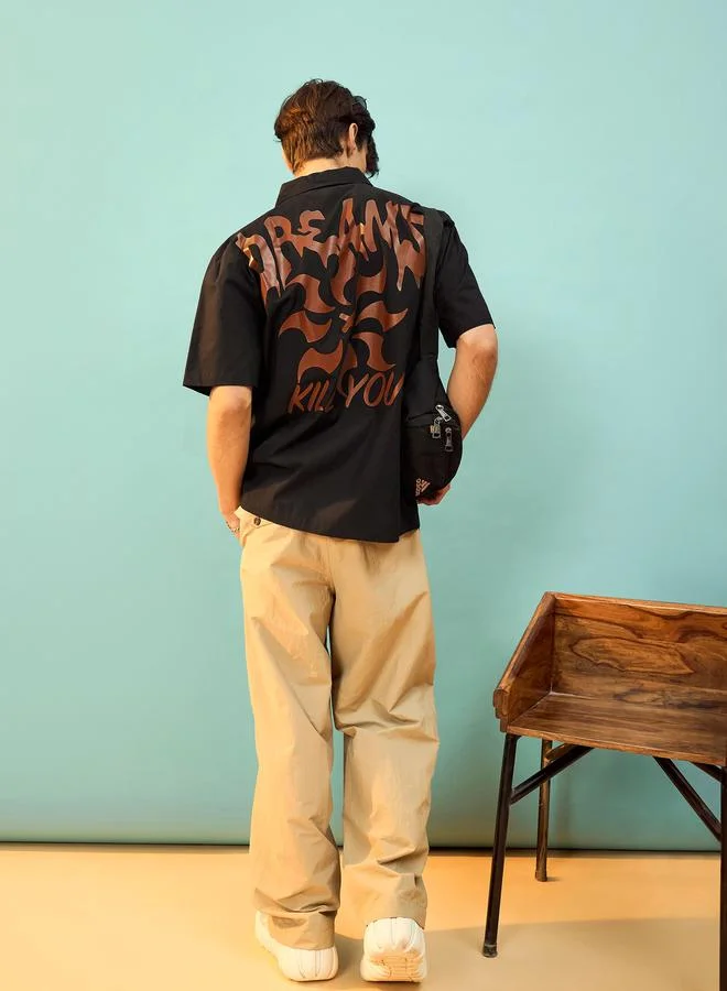 Mascln Sassafras Dreams Back Graphic Print Oversized Shirt by Styli