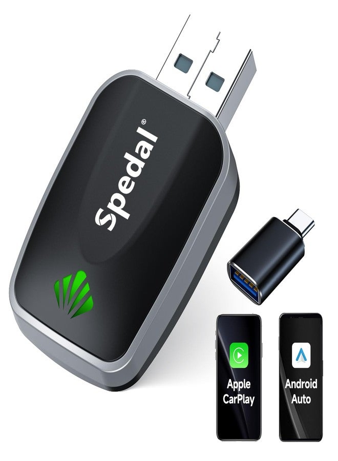 Spedal CL320 2 in 1 Wireless CarPlay Adapter, Plug & Plug Auto Connect No Delay, Converts Wired to Wireless for Factory Wired Cars from 2016+, Compatible for iPhone & Android Phone, USB-C to A Cable - Image 1