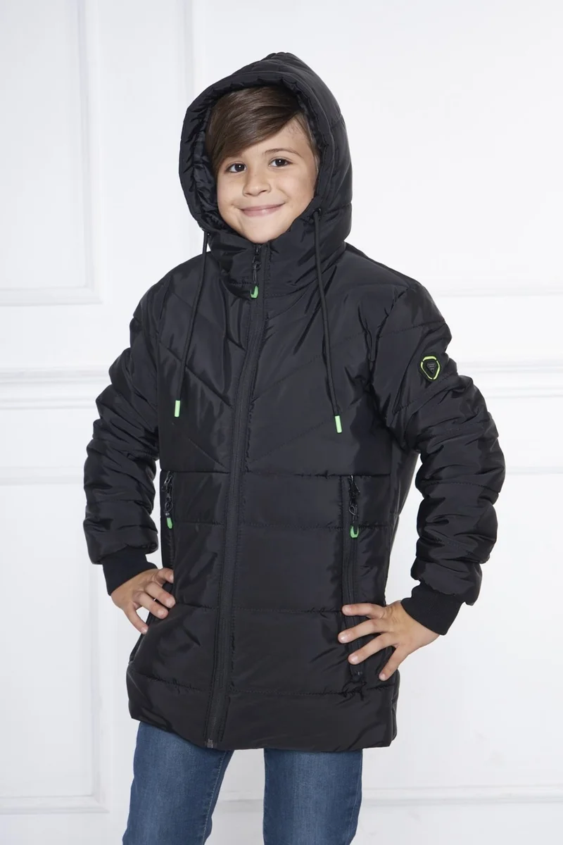 سيفيست Black Boy Water and Windproof Thick Fur Inside Washable Coat & Jacket