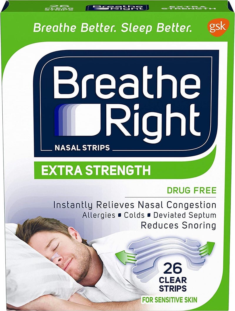 Breathe Right Extra Strength Clear Drug-Free Nasal Strips for Congestion Relief, 78 Count - Image 1