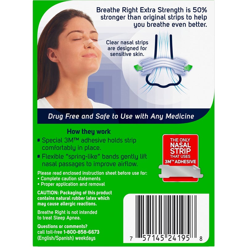 Breathe Right Extra Strength Clear Drug-Free Nasal Strips for Congestion Relief, 78 Count - Image 2