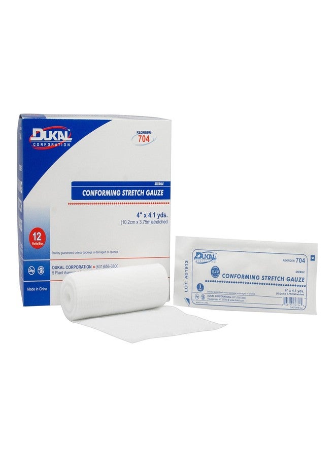 Dukal White Conforming Bandage Sterile 4" x 4-1/10 Yd 704 12 per Bag - Image 1