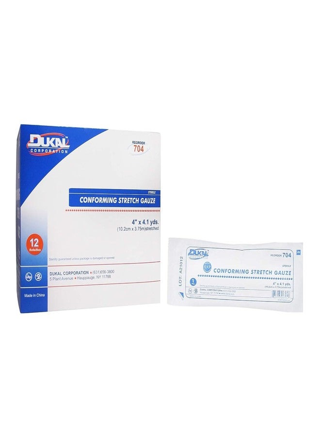 Dukal White Conforming Bandage Sterile 4" x 4-1/10 Yd 704 12 per Bag - Image 2