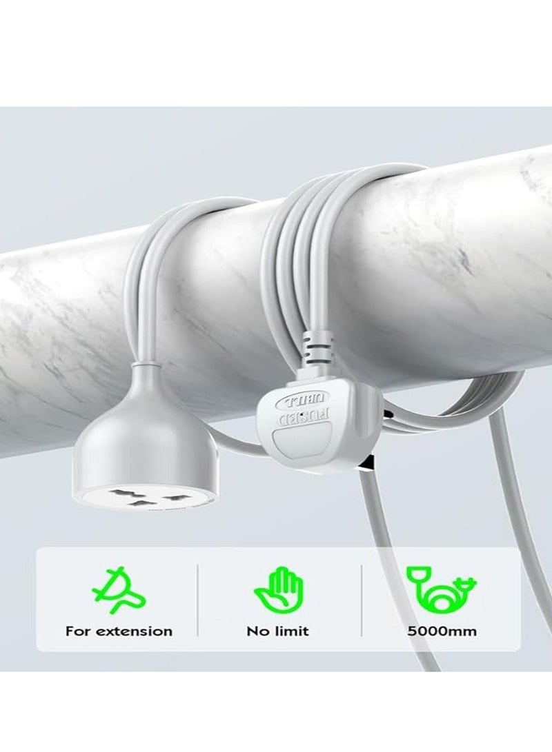 Broadonyx Extra‑Long 5m Extension Cord | 2500W Single Socket, 10A UK Plug | Easy Power for Hard‑to‑Reach Areas - Image 2