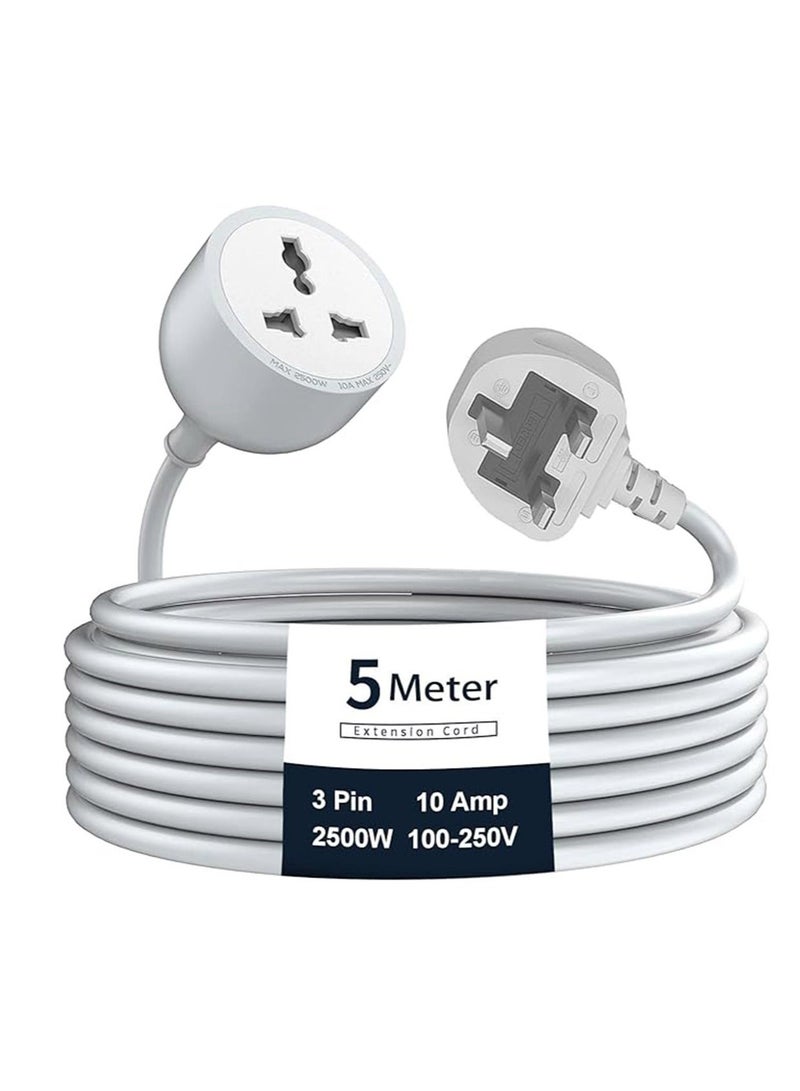 Broadonyx Extra‑Long 5m Extension Cord | 2500W Single Socket, 10A UK Plug | Easy Power for Hard‑to‑Reach Areas - Image 1