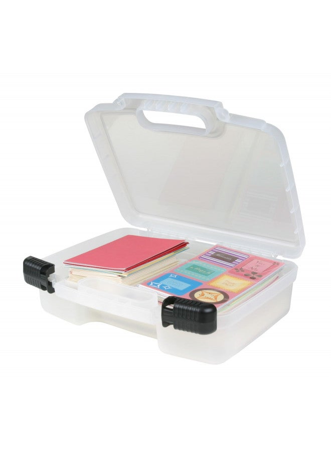 ArtBin 6977AB 12 inch Quick View Deep Base Carrying Case, Portable Art & Craft Organizer with Handle, [1] Plastic Storage Case, Translucent - Image 1