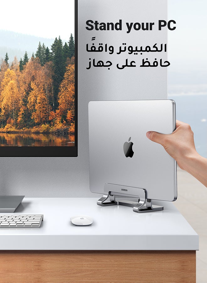 Ugreen Aluminum Vertical Laptop And Double Desktop Stand Holder With Adjustable Dock Space-Saving Anti Slide Silicone Grips - Image 2