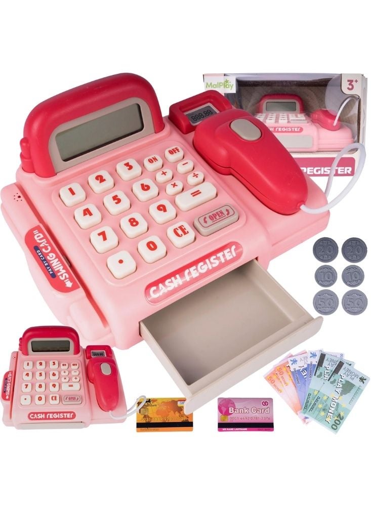 Premium Pink Kids Cash Register Toy with Scanner & Play Money – Interactive Pretend Play Calculator Register Set for Children - Image 1