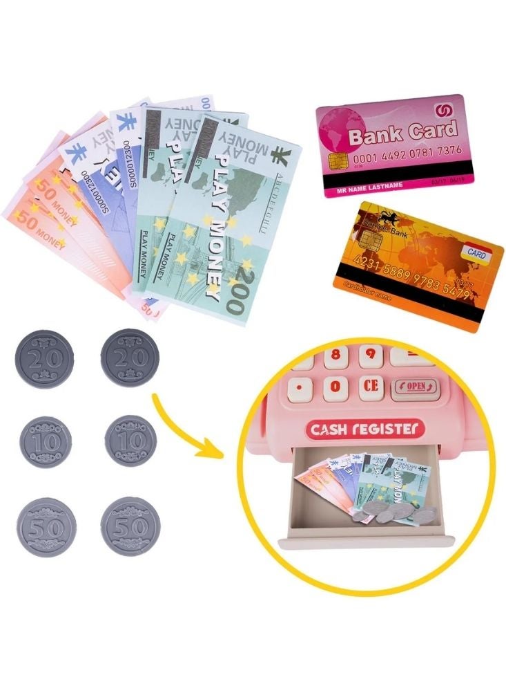 Premium Pink Kids Cash Register Toy with Scanner & Play Money – Interactive Pretend Play Calculator Register Set for Children - Image 3