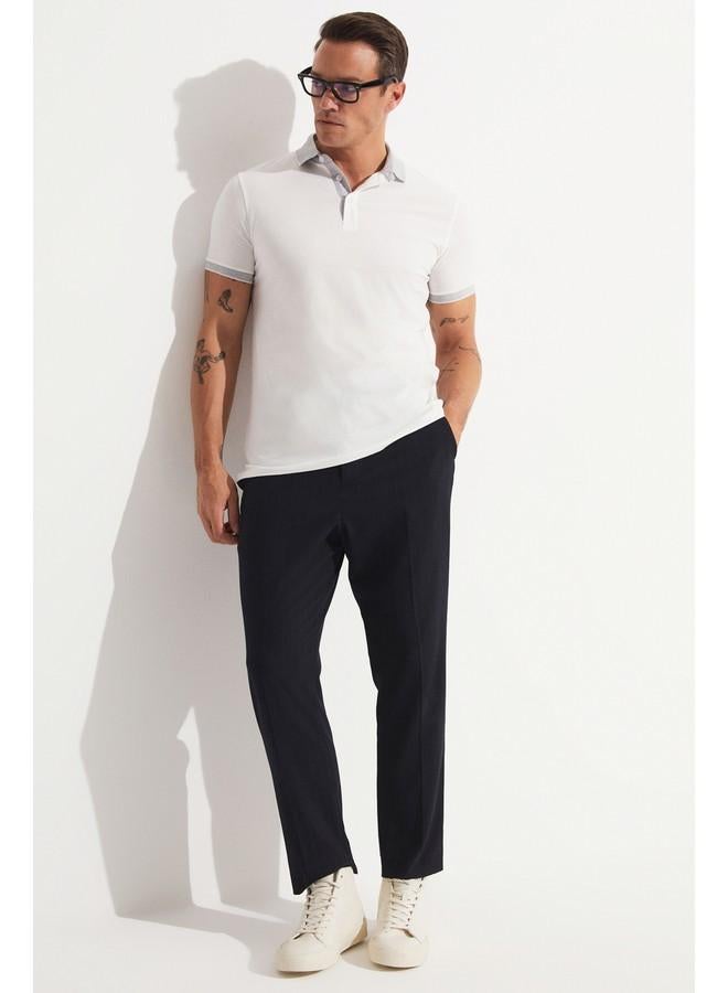 جون تي شيرت بولو رجالي أبيض بأكمام قصيرة بقصة ضيقة - حصري يونيو - Image 1