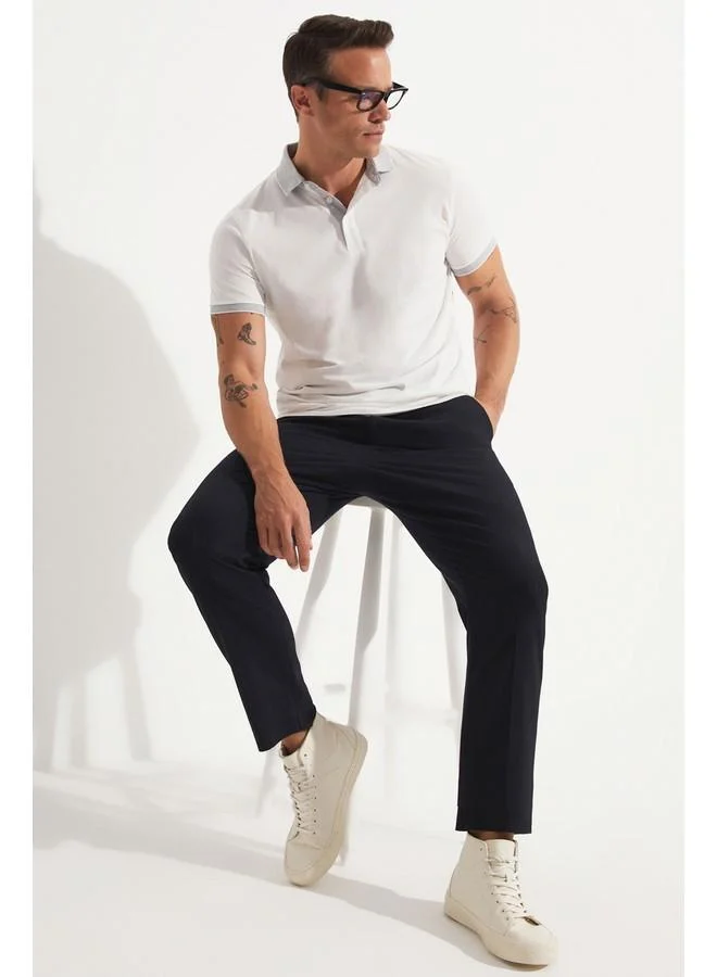 JUNE June Exclusive Men Slim Fit Polo Neck Short Sleeve T-shirt White