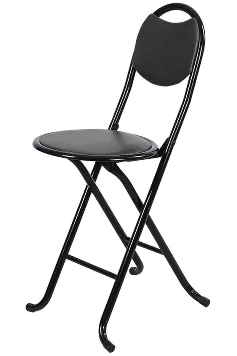 Pro Hanson Portable Metal Folding Chair for Prayers and Trips with PU Soft Back Support, Black - Image 1