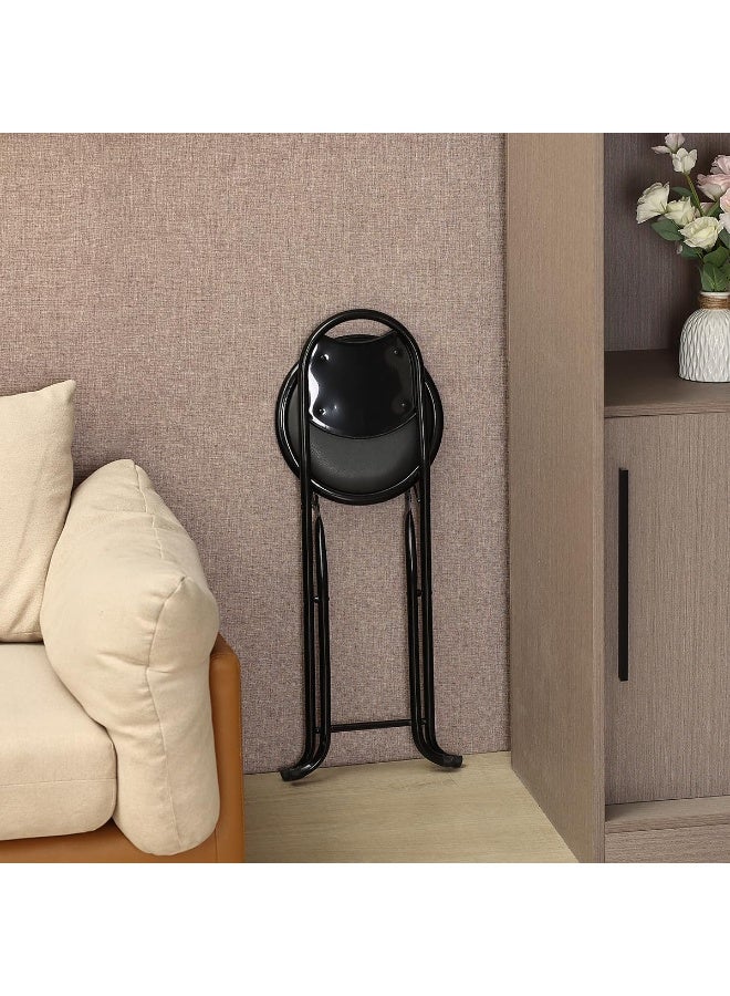 Pro Hanson Portable Metal Folding Chair for Prayers and Trips with PU Soft Back Support, Black - Image 2