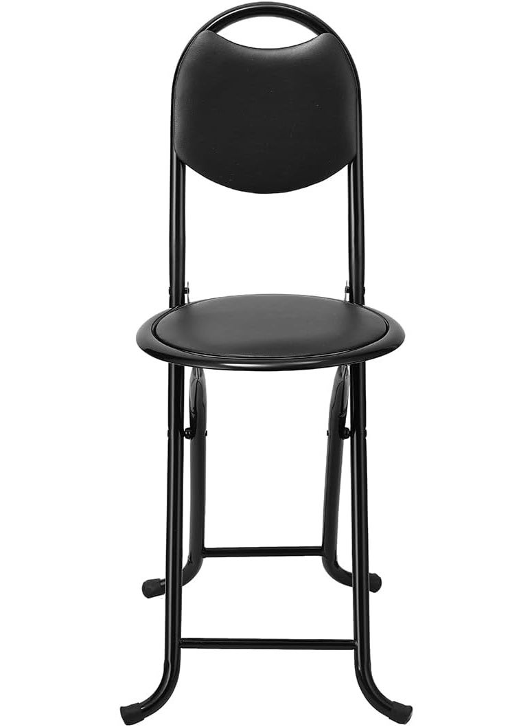 Pro Hanson Portable Metal Folding Chair for Prayers and Trips with PU Soft Back Support, Black - Image 5