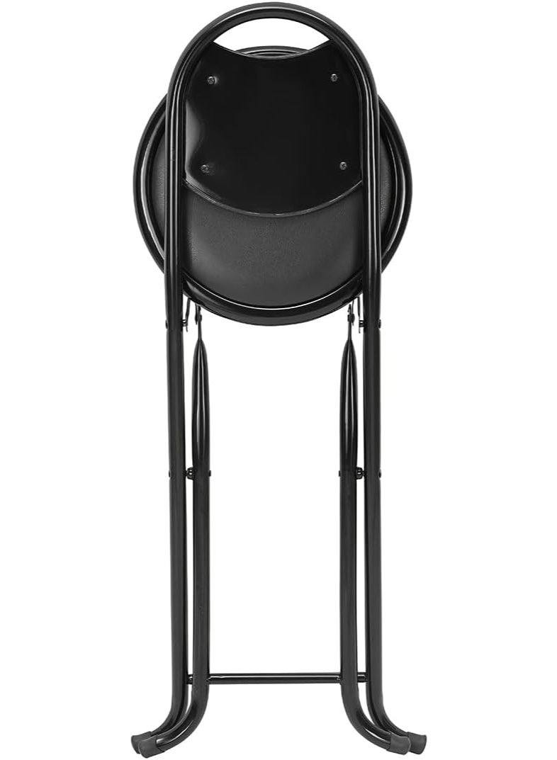 Pro Hanson Portable Metal Folding Chair for Prayers and Trips with PU Soft Back Support, Black - Image 4