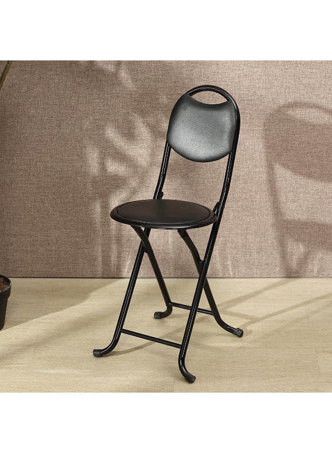 Pro Hanson Portable Metal Folding Chair for Prayers and Trips with PU Soft Back Support, Black - Image 3
