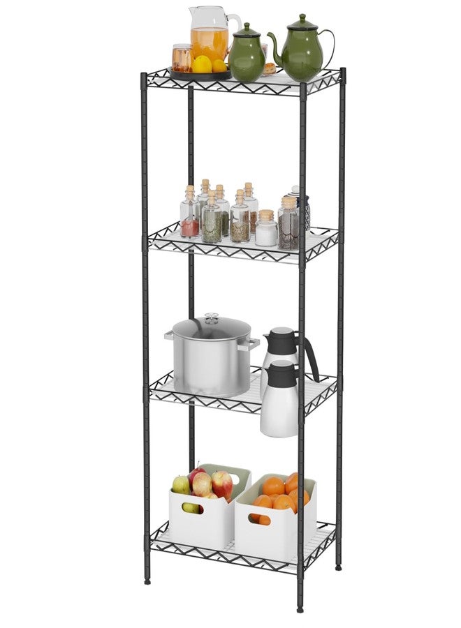 FDW 4-Tier Wire Shelving Unit 600 lbs Weight Capacity Storage Shelves Metal Frame Garage Shelves Easy Installation Metal Shelves for Home Kitchen Garage Pantry, 12" Dx18 Wx44 H, Black - Image 1