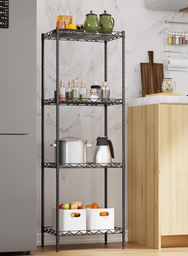 FDW 4-Tier Wire Shelving Unit 600 lbs Weight Capacity Storage Shelves Metal Frame Garage Shelves Easy Installation Metal Shelves for Home Kitchen Garage Pantry, 12" Dx18 Wx44 H, Black - Image 2