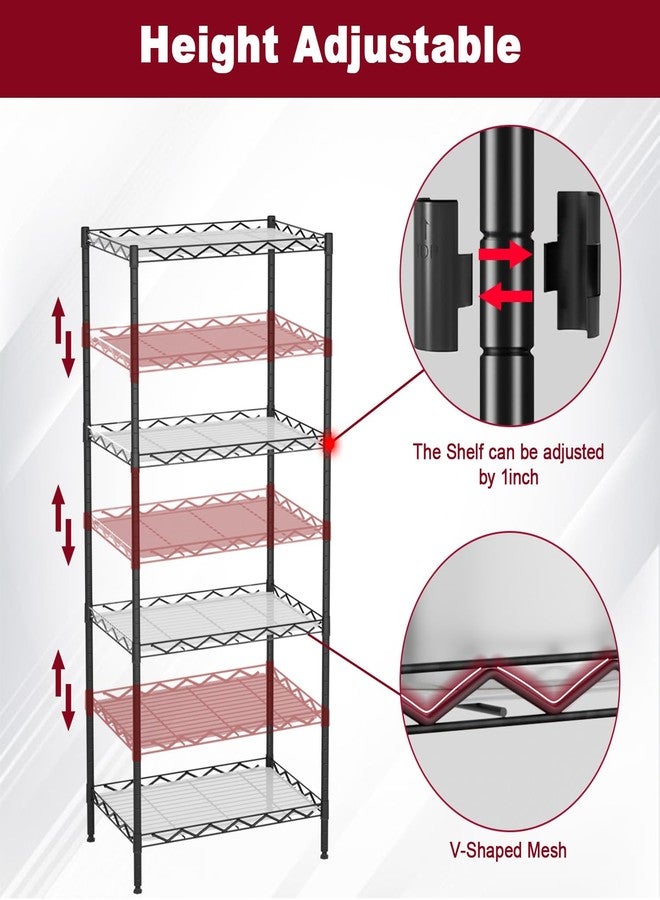 FDW 4-Tier Wire Shelving Unit 600 lbs Weight Capacity Storage Shelves Metal Frame Garage Shelves Easy Installation Metal Shelves for Home Kitchen Garage Pantry, 12" Dx18 Wx44 H, Black - Image 4
