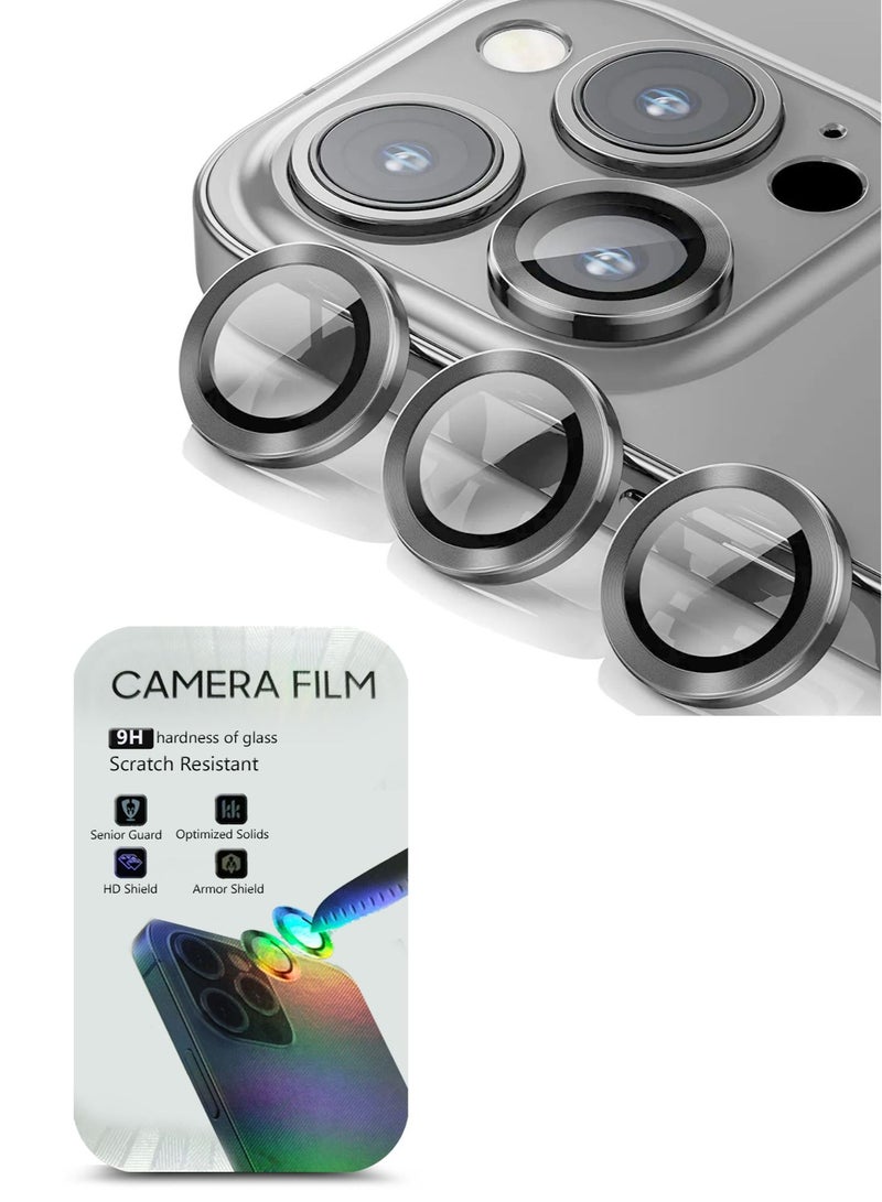 Wtech Apple iPhone 15 Pro 2023 Premium Camera Lens Film Protector Shield (MLHICR) - Clear/Black  - Image 1