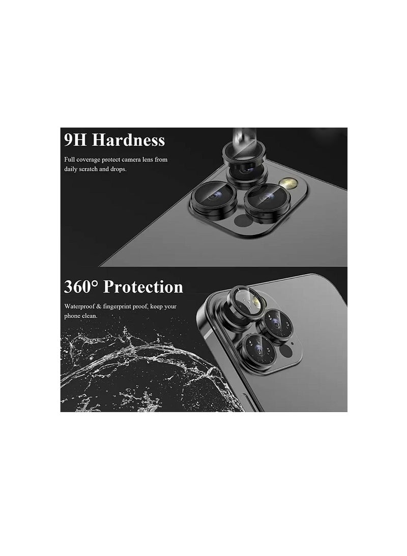 Wtech Apple iPhone 15 Pro 2023 Premium Camera Lens Film Protector Shield (MLHICR) - Clear/Black  - Image 3