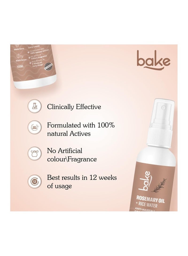BAKE Rosemary Oil Hair Growth Serum Spray with Rice Water & Methi Dana | For Hair Fall, Hair Regrowth & Keratin Treated | Strengthen Hair Follicles | For Women & Men | 100ml (Rosemary Spray - 100ml) - Image 4