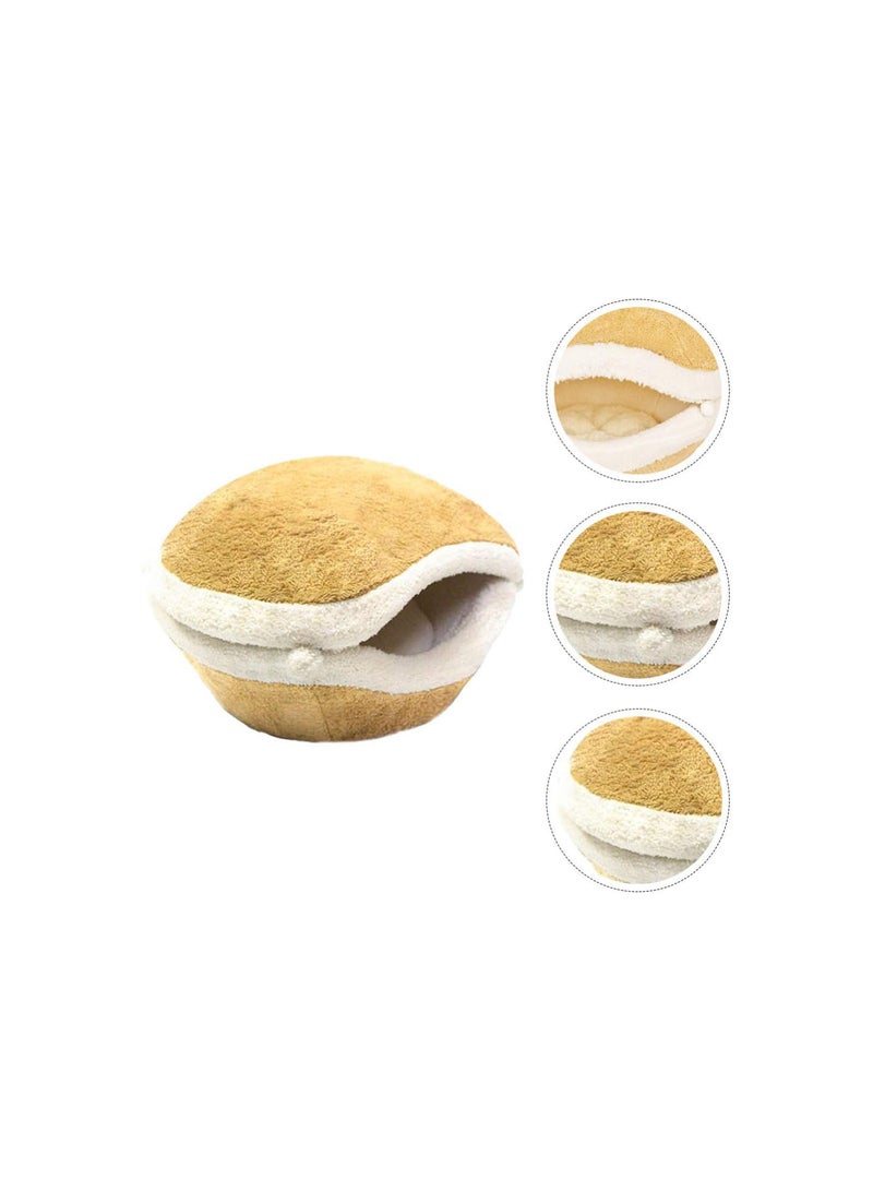 GGOOT Plush Cat Cave Bed Tent: Warm Kitten Tent Semi- closed Pets Winter Nest House Hut Cage Burger Shell Shape Sleeping Bag for Cats Puppy Small Dogs (Within 5kg Cat) - Image 4