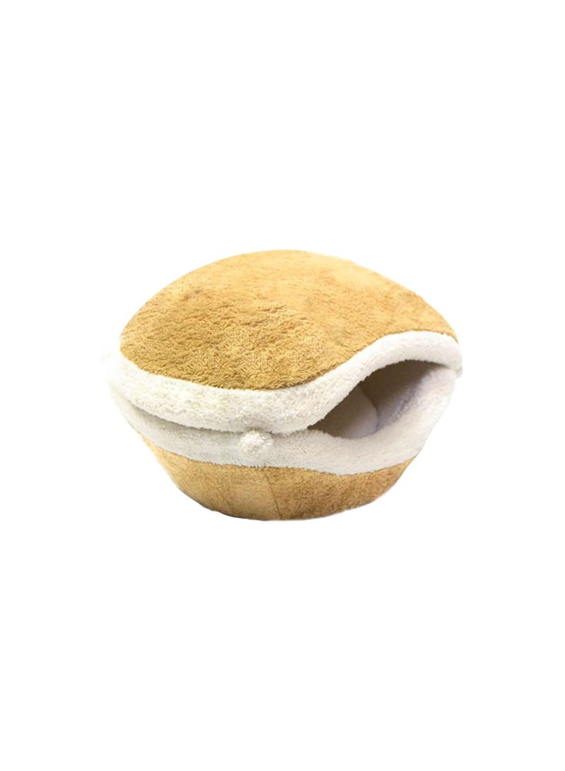 GGOOT Plush Cat Cave Bed Tent: Warm Kitten Tent Semi- closed Pets Winter Nest House Hut Cage Burger Shell Shape Sleeping Bag for Cats Puppy Small Dogs (Within 5kg Cat) - Image 1