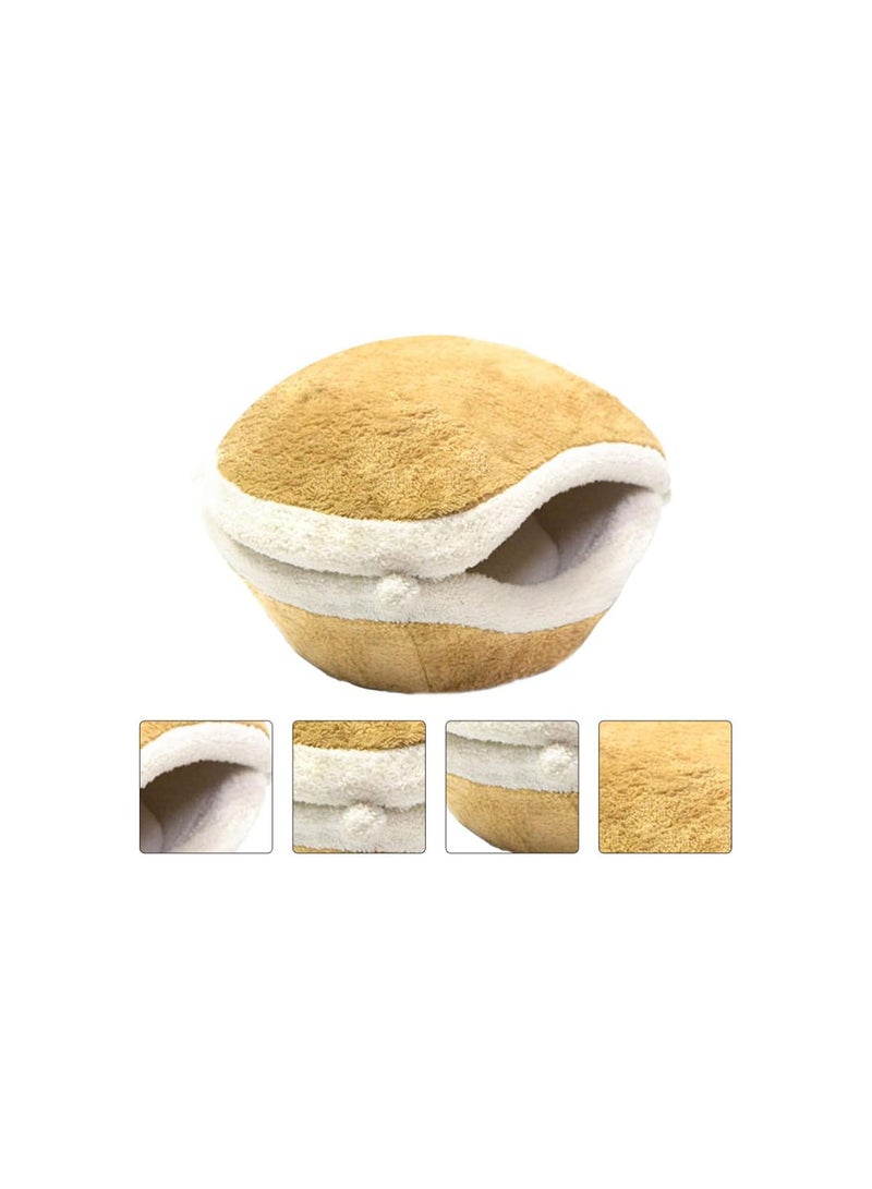 GGOOT Plush Cat Cave Bed Tent: Warm Kitten Tent Semi- closed Pets Winter Nest House Hut Cage Burger Shell Shape Sleeping Bag for Cats Puppy Small Dogs (Within 5kg Cat) - Image 2