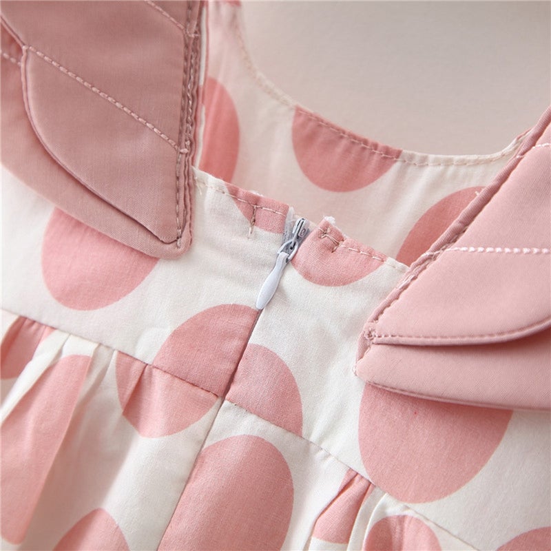 Korean children's new children's clothing 2020 wings dot print girl dress summer children's skirt wholesale C794 With hat orange - Image 2