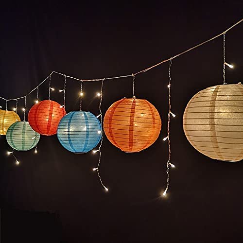 SHUANGYOU Round Hanging Ball Paper Hanging Lantern Paper Lamp for Decoration at Diwali Party Birthday Chrismas New Year Multicolor Multicolor Paper Hanging Lantern Pack of 10 24 cm X 24 cm - Image 3