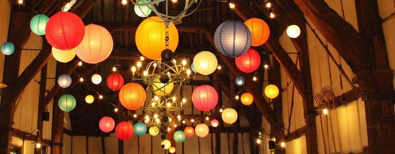 SHUANGYOU Round Hanging Ball Paper Hanging Lantern Paper Lamp for Decoration at Diwali Party Birthday Chrismas New Year Multicolor Multicolor Paper Hanging Lantern Pack of 10 24 cm X 24 cm - Image 4
