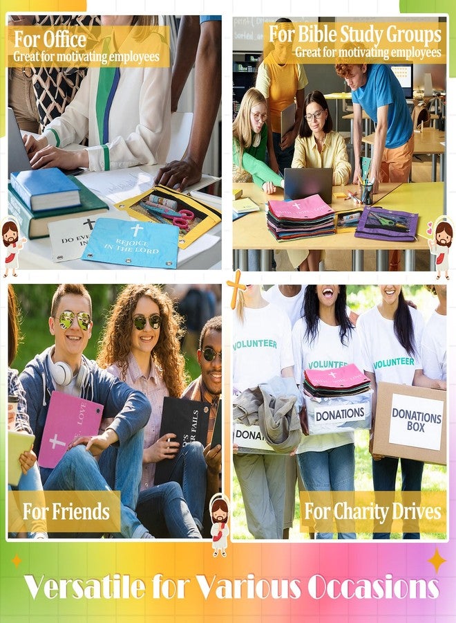 YooNotee 24 Pcs Christian Gifts for Sunday School Students Church Bible Verse Pencil Pouch for 3 Ring Binder Inspirational Scripture Religious Bags for Church Party Favor Exchange - Image 4