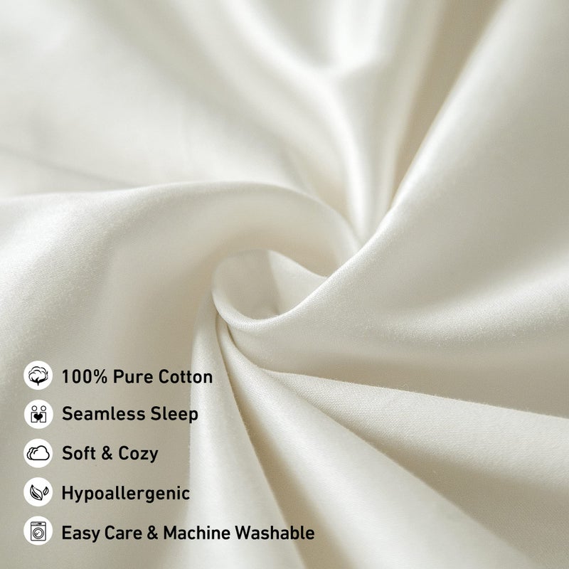 Leeden 100% Cotton Body Pillow Cover, 800 Thread Count 21x54 Soft Breathable Long Body Pillow Pillowcase, Off-White - Image 4