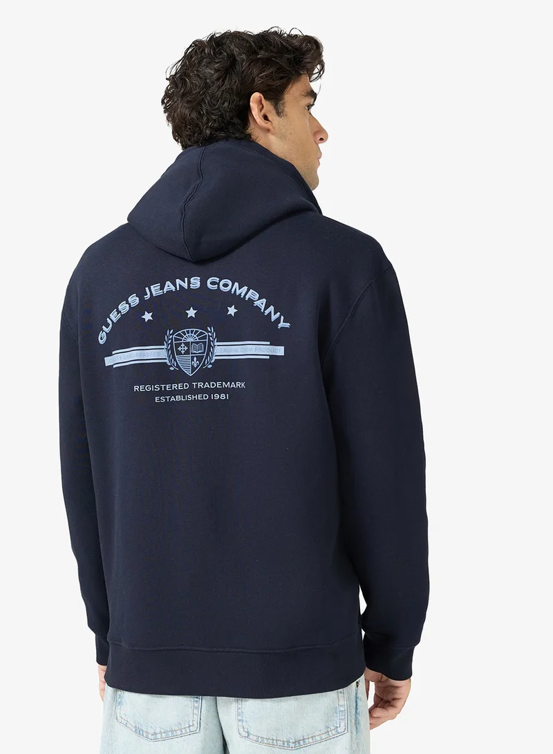 GUESS Casual Front And Back Full Zip Hoodie